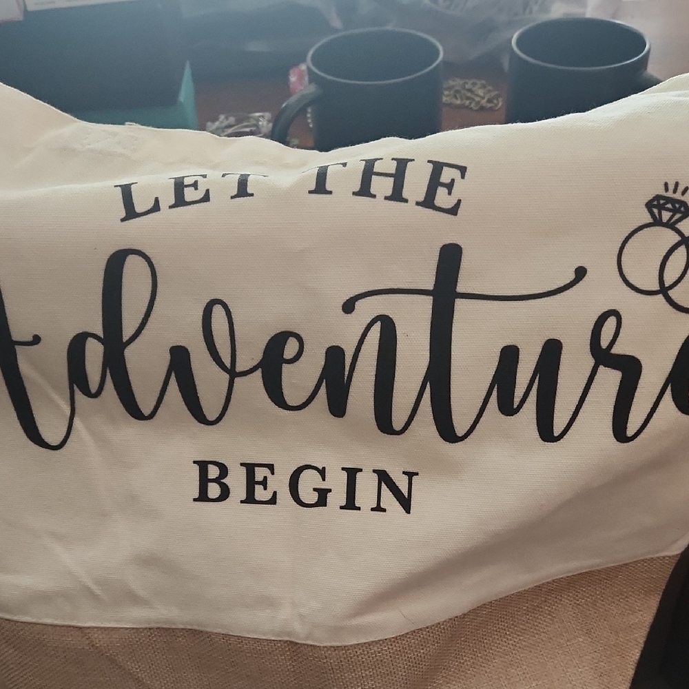 Cream 'Let the Adventure Begin' Decorative Tote Bag